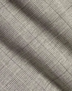 Slim-Fit Checkered Beige Suit Blazer