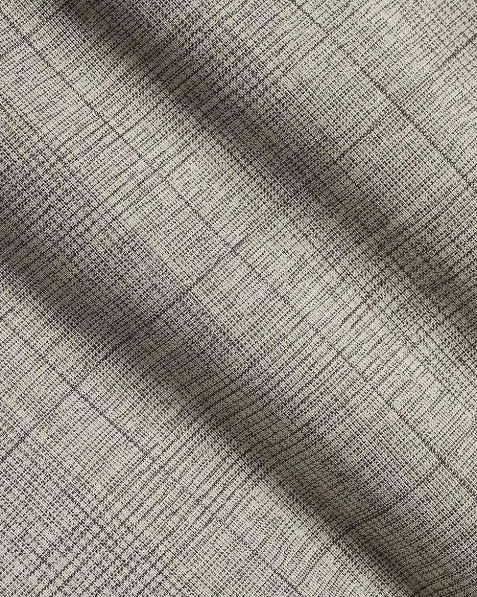 Slim-Fit Checkered Beige Suit Blazer