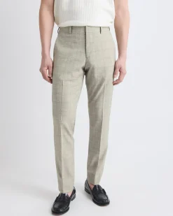 Slim-Fit Checkered Beige Suit Pant