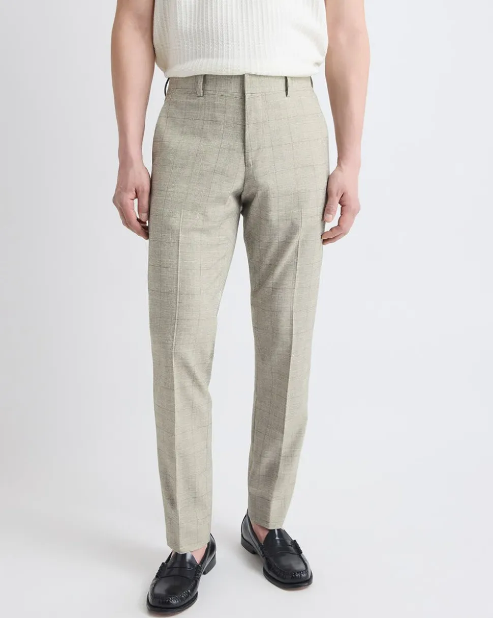 Slim-Fit Checkered Beige Suit Pant