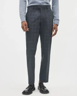 Slim-Fit Checkered Denim-Like Suit Pant