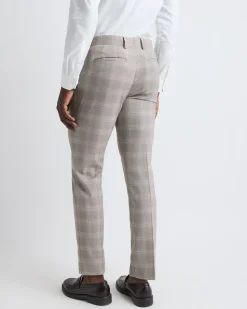 Slim-Fit Checkered Taupe Suit Pant