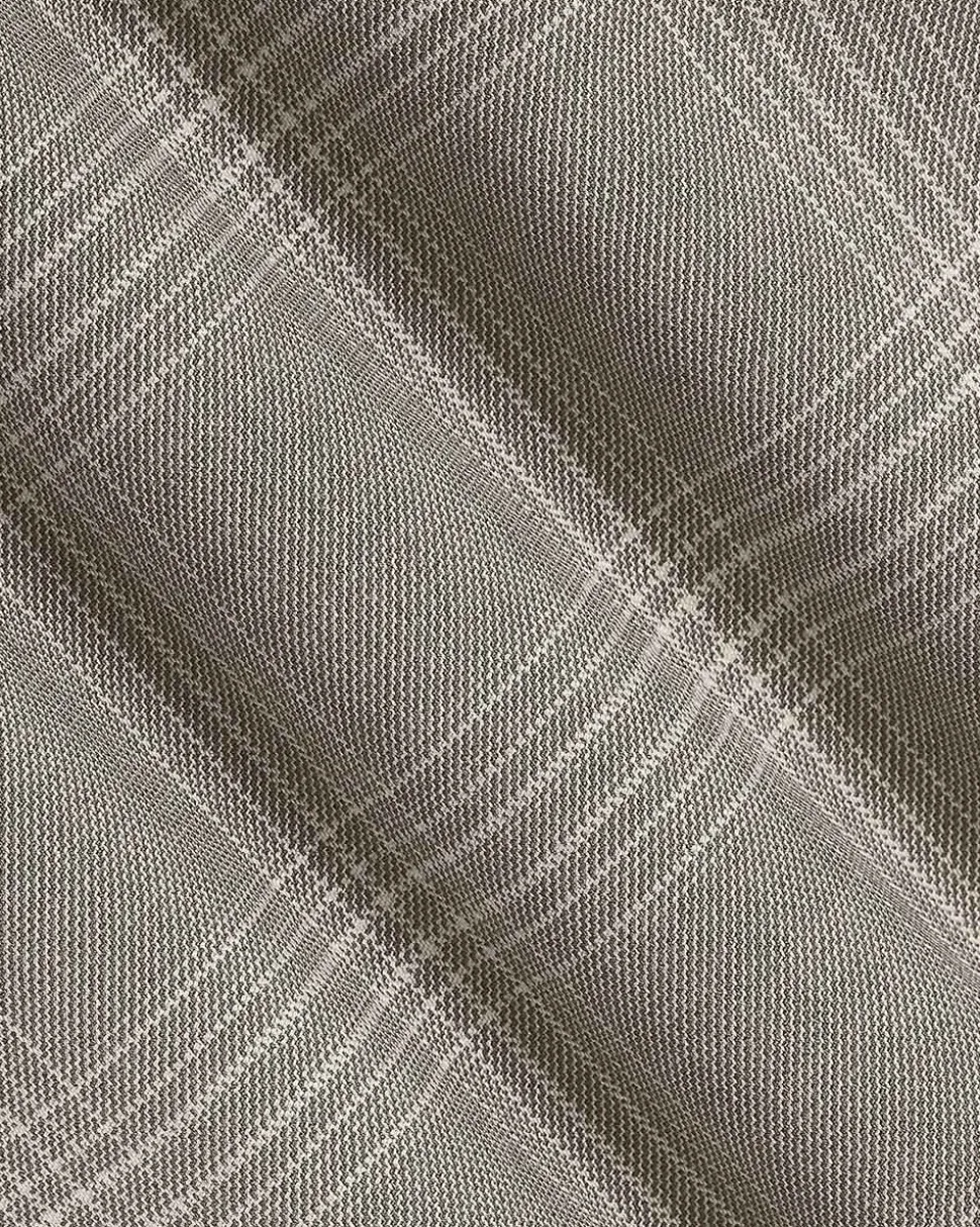 Slim-Fit Checkered Taupe Suit Pant