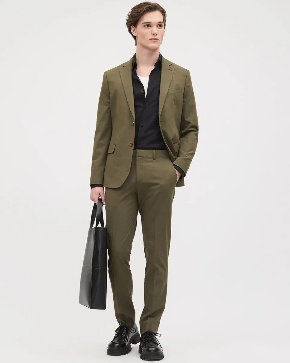 Slim-Fit Dark Olive Suit Blazer
