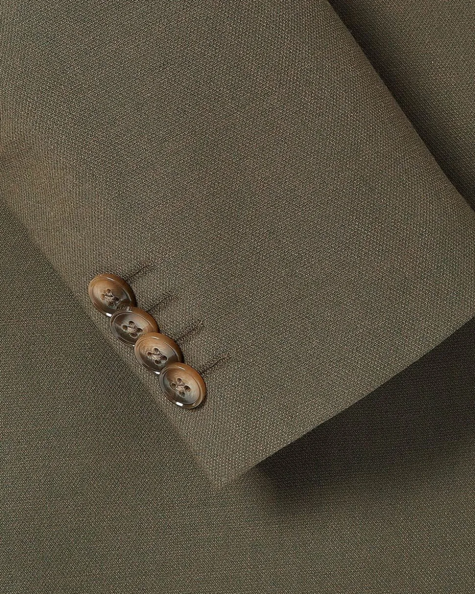Slim-Fit Dark Olive Suit Blazer