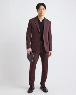 Slim-Fit Deep Berry Suit Pant