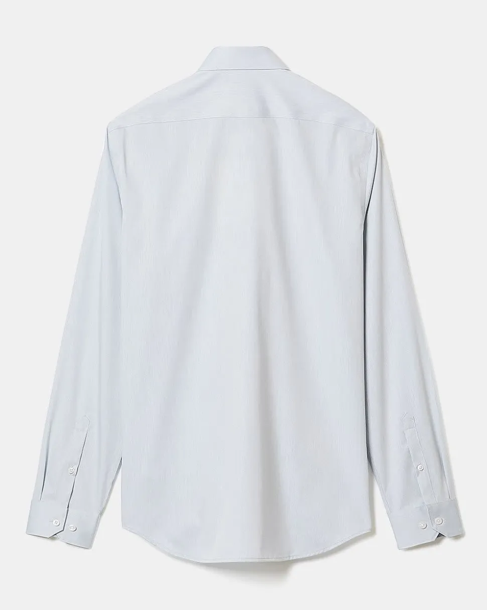 Slim-Fit Denim-Like Dress Shirt