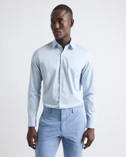 Slim-Fit Denim-Like Dress Shirt