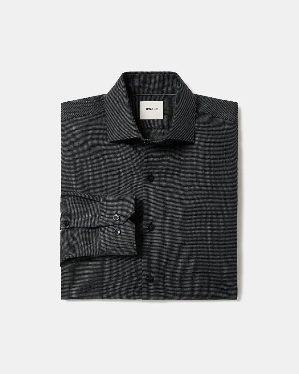 Slim-Fit Dobby Dress Shirt With Micro Squares