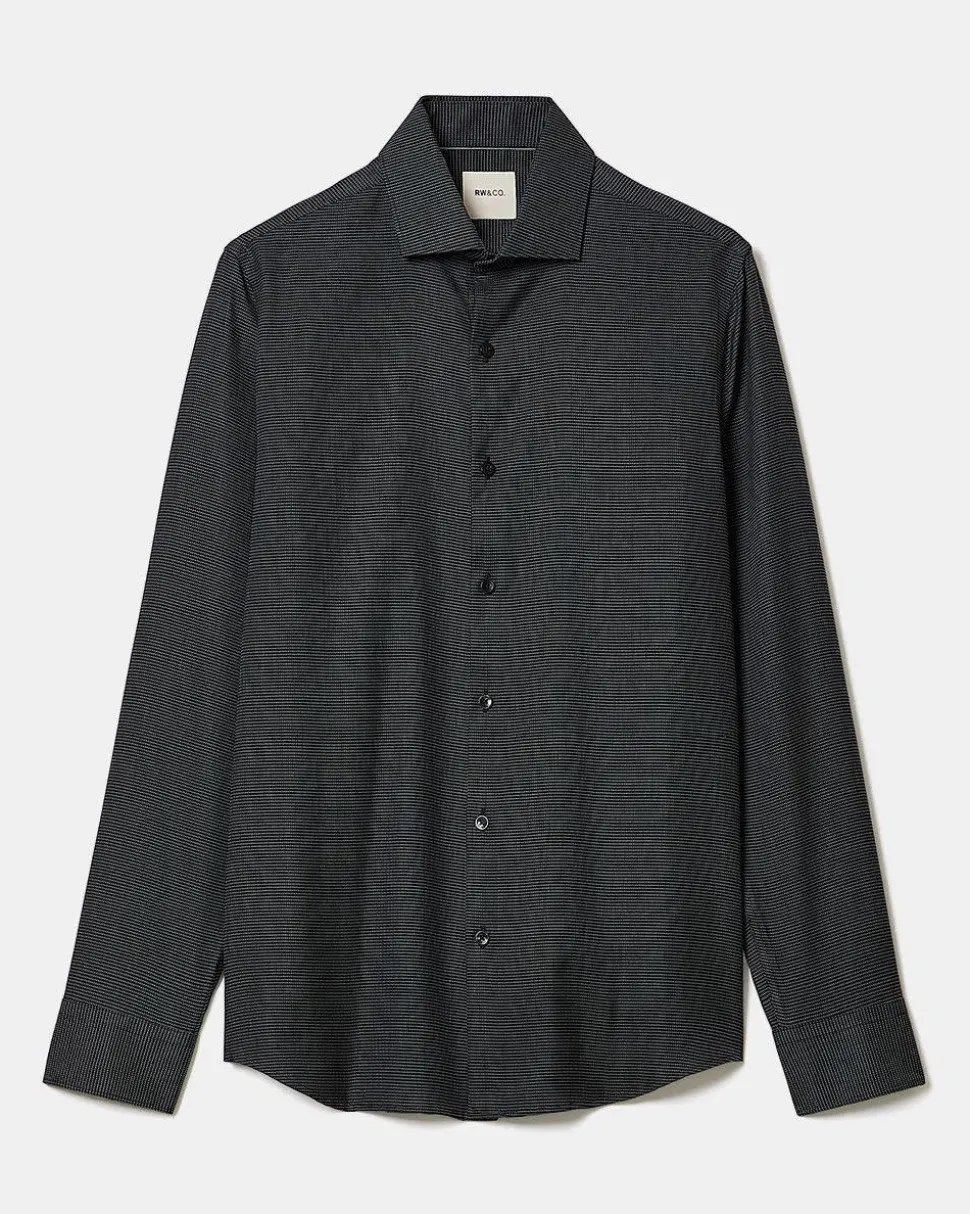 Slim-Fit Dobby Dress Shirt With Micro Squares