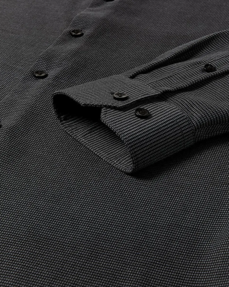 Slim-Fit Dobby Dress Shirt With Micro Squares