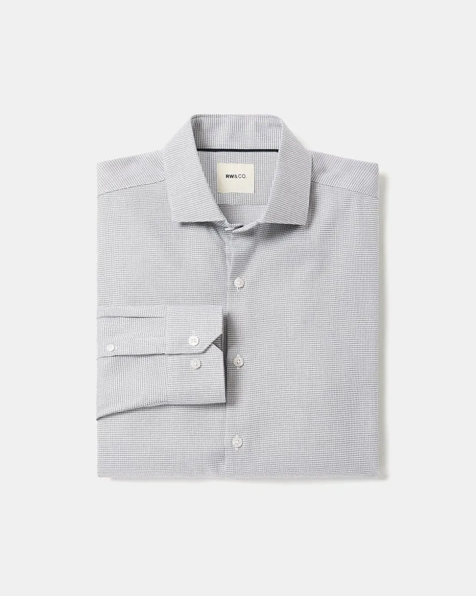 Slim-Fit Dobby Dress Shirt With Micro Squares