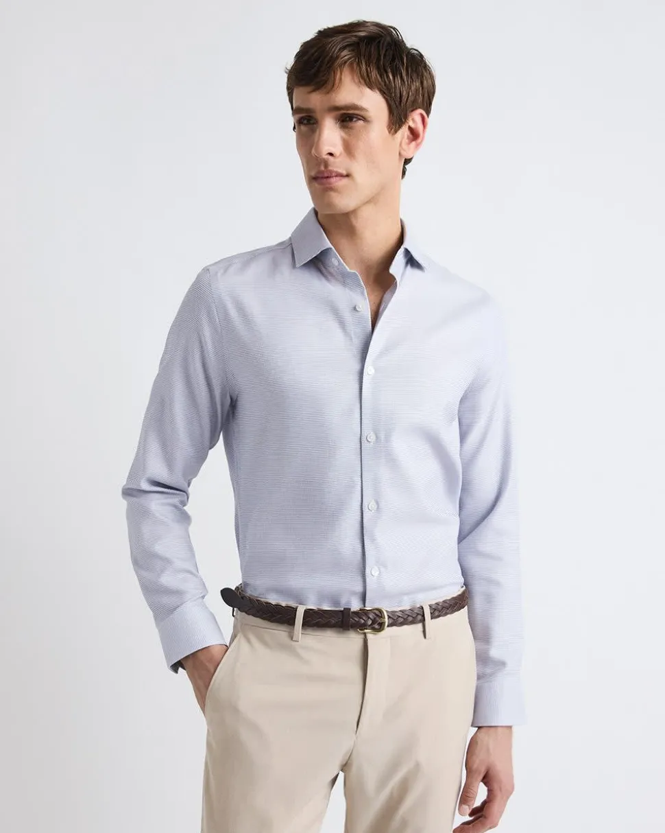 Slim-Fit Dobby Dress Shirt With Micro Squares