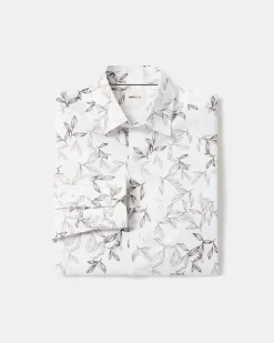 Slim-Fit Dress Shirt with Foliage Print