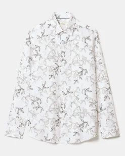Slim-Fit Dress Shirt with Foliage Print