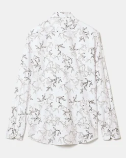 Slim-Fit Dress Shirt with Foliage Print