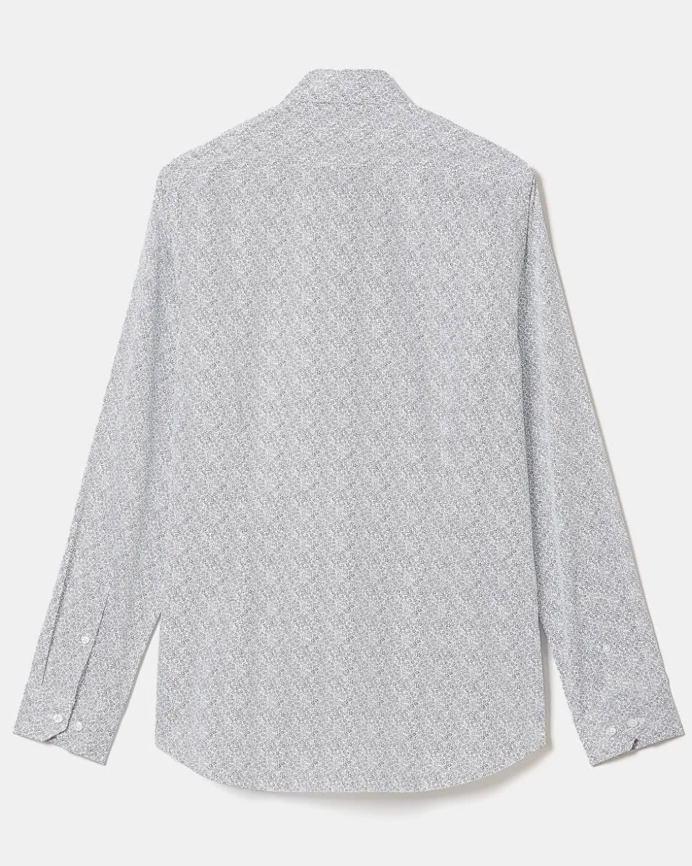 Slim-Fit Dress Shirt with Floral Pattern