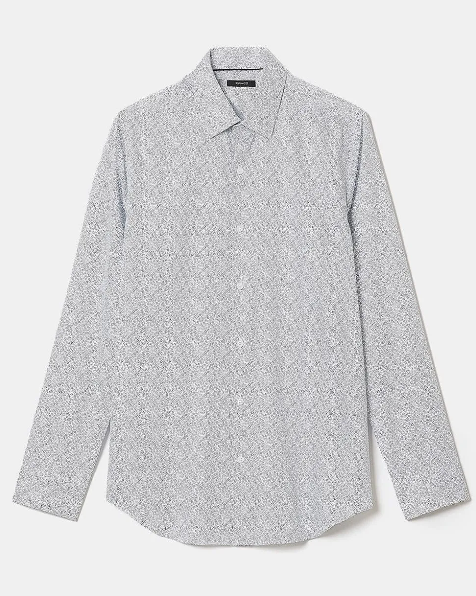 Slim-Fit Dress Shirt with Floral Pattern