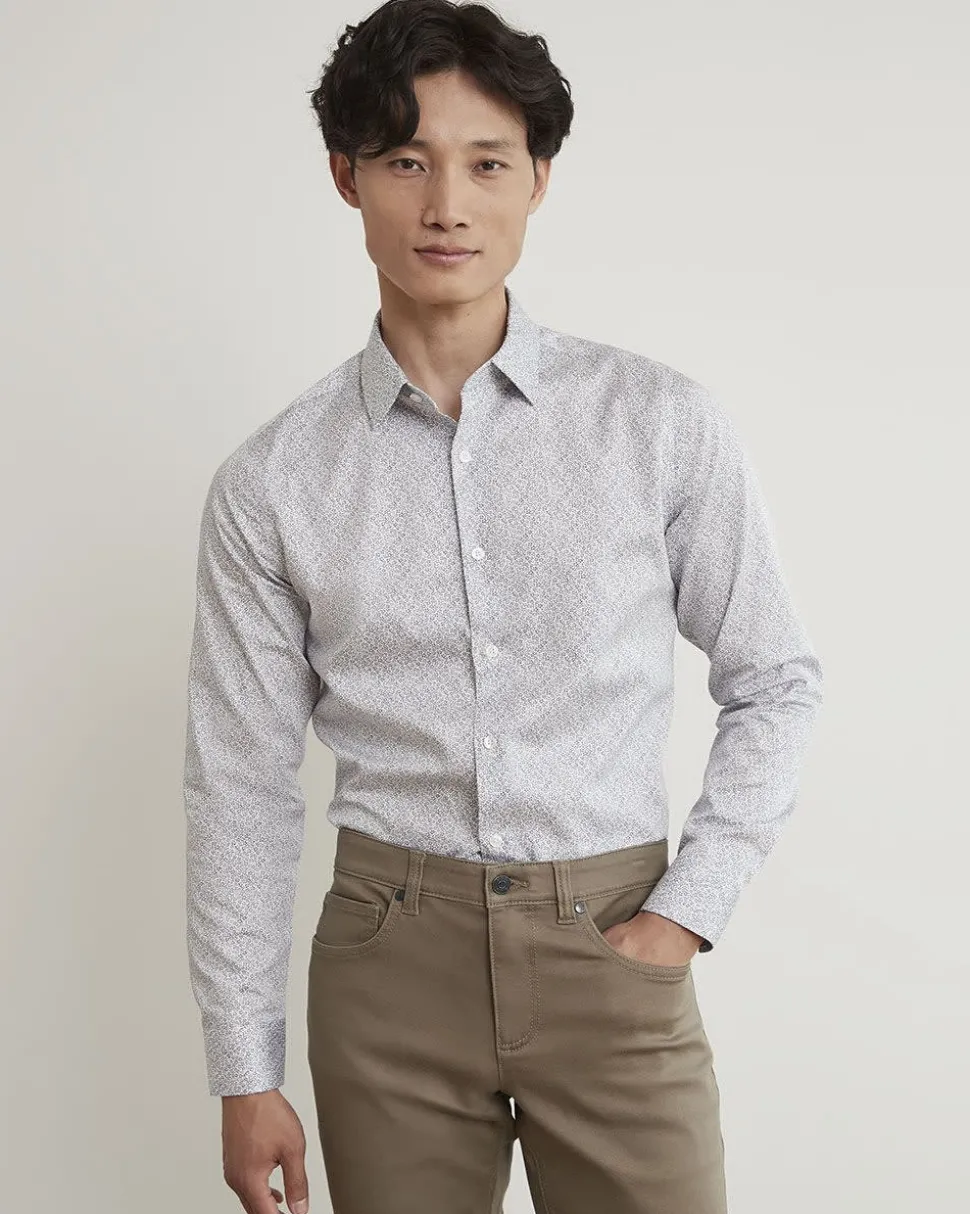 Slim-Fit Dress Shirt with Floral Pattern