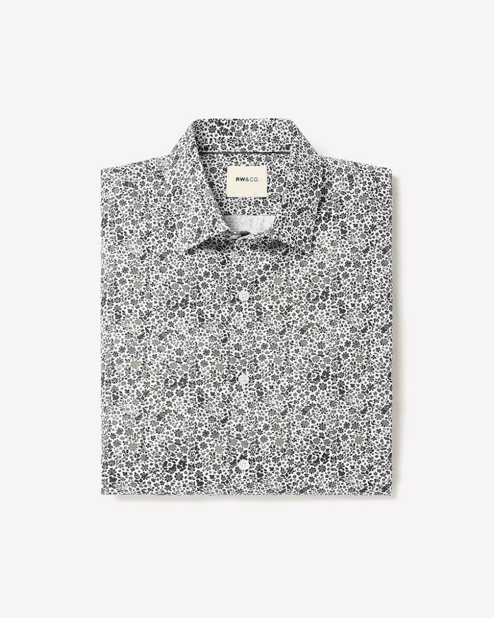 Slim-Fit Dress Shirt with Floral Pattern