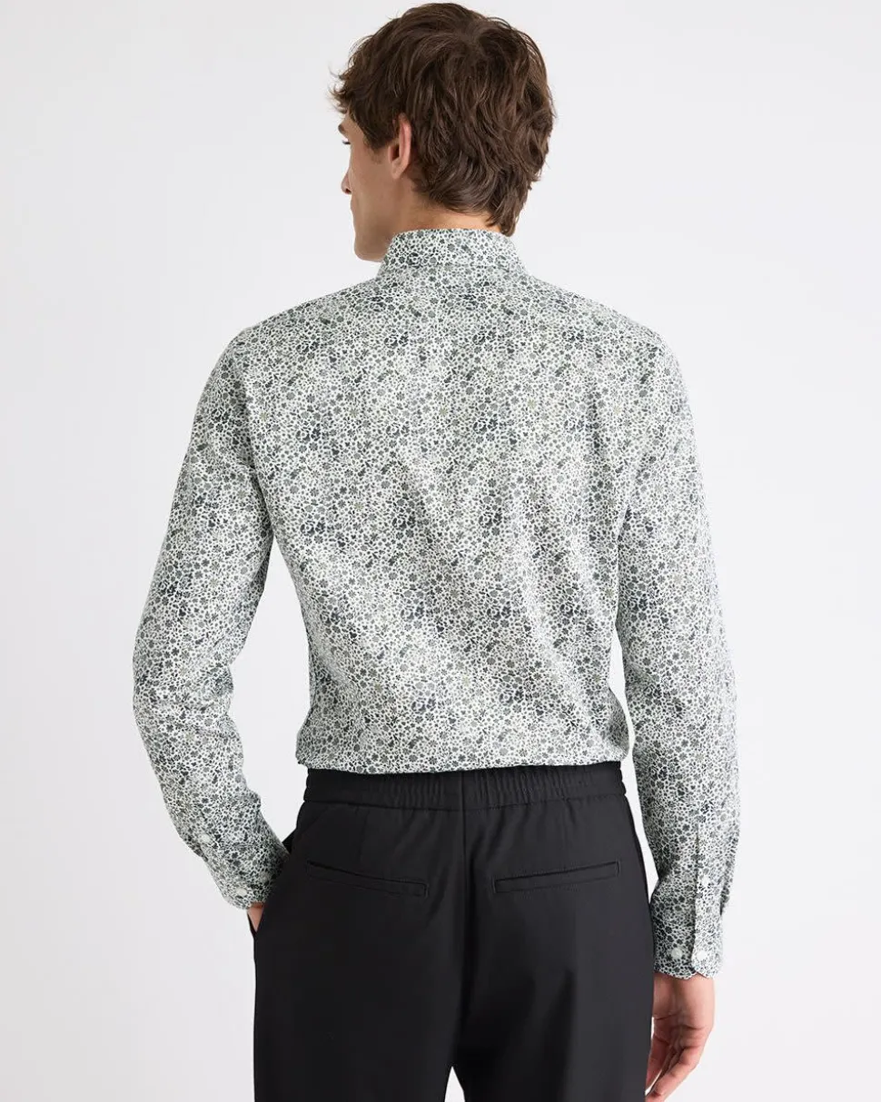 Slim-Fit Dress Shirt with Floral Pattern