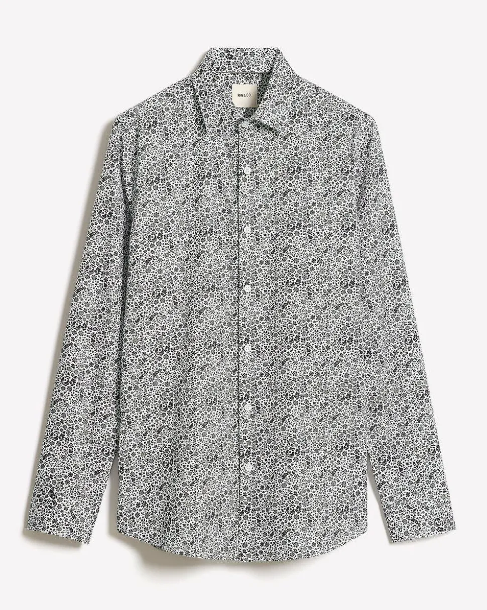 Slim-Fit Dress Shirt with Floral Pattern