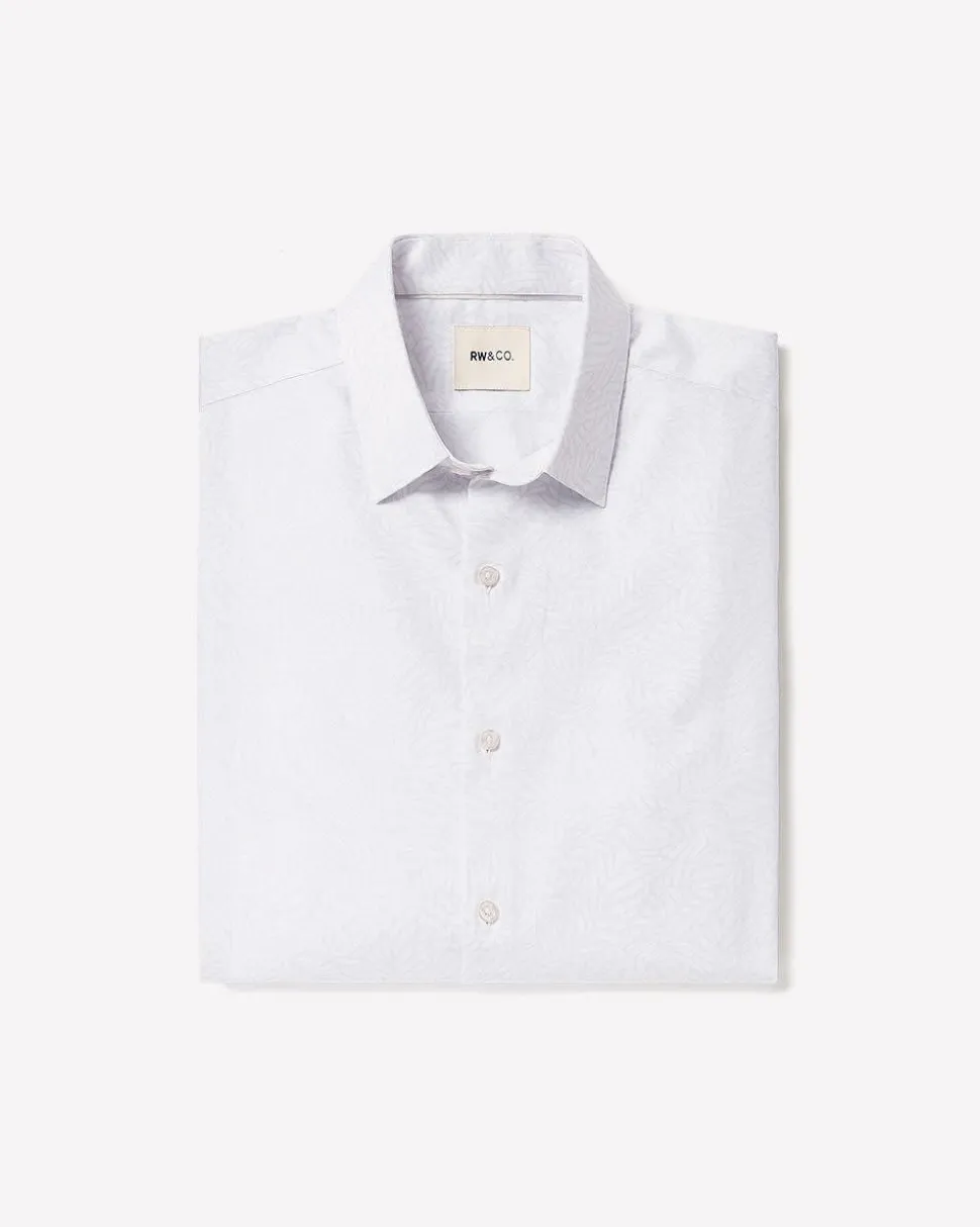 Slim-Fit Dress Shirt with Tonal Foliage Print