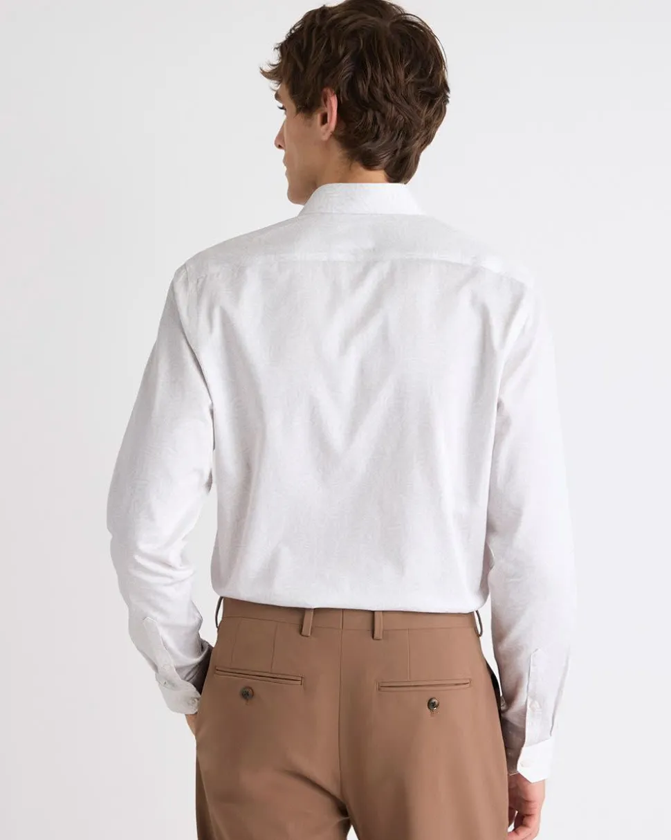 Slim-Fit Dress Shirt with Tonal Foliage Print