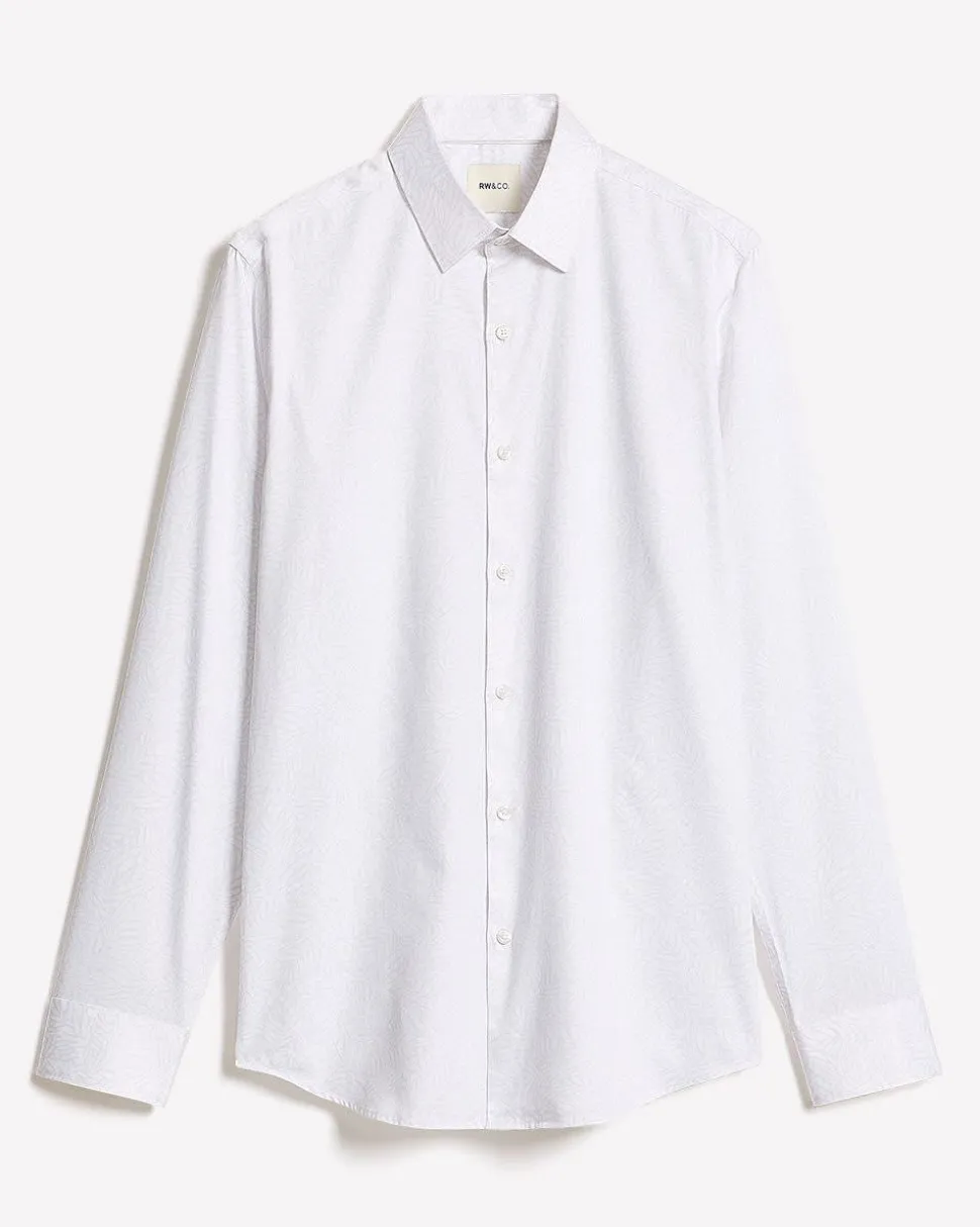 Slim-Fit Dress Shirt with Tonal Foliage Print