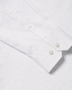 Slim-Fit Dress Shirt with Tonal Foliage Print