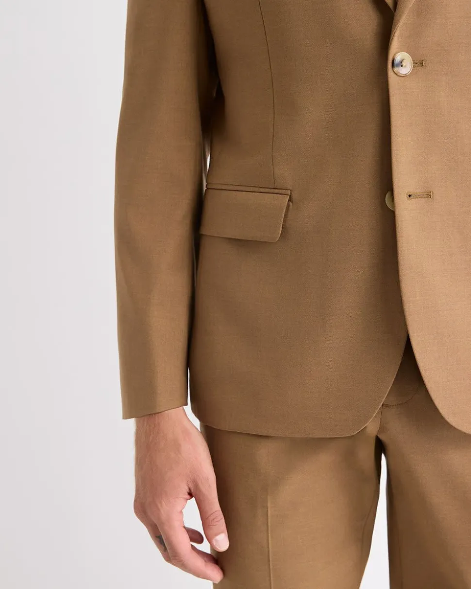 Slim-Fit Golden Brown Suit Blazer