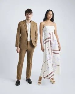 Slim-Fit Golden Brown Suit Blazer