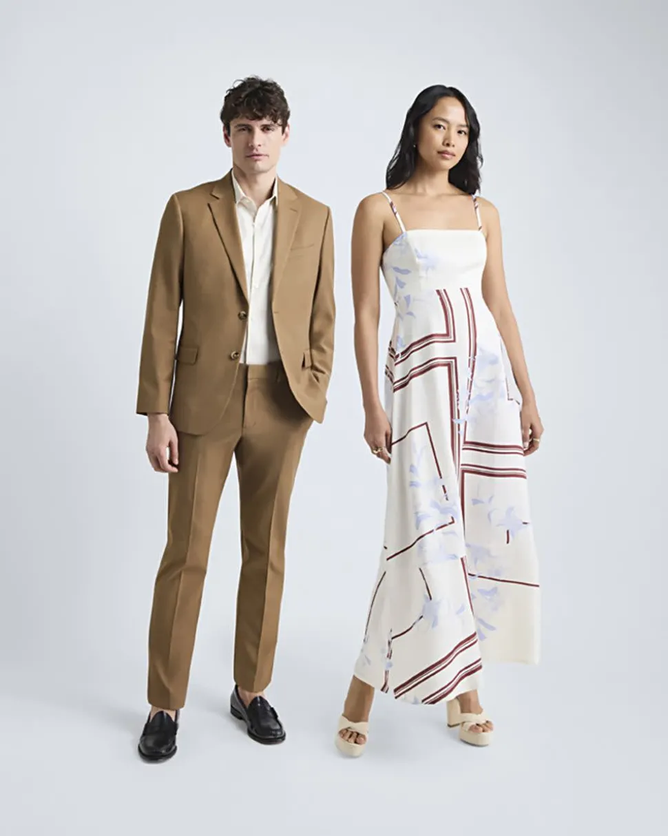 Slim-Fit Golden Brown Suit Blazer