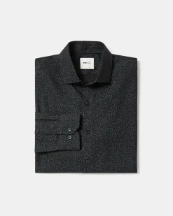 Slim-Fit Knit-Like Dress Shirt with Floral Pattern