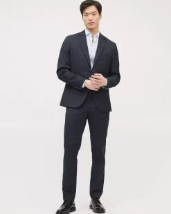 Slim-Fit Navy Windowpane Suit Pant