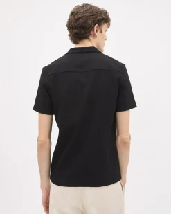 Slim-Fit Short-Sleeve Knit Shirt with Camp Collar