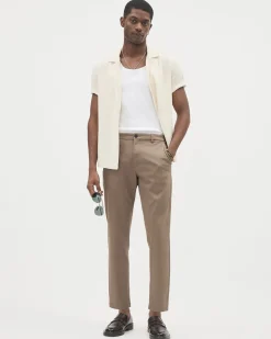 Slim-Fit Short-Sleeve Knit Shirt with Camp Collar
