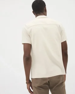 Slim-Fit Short-Sleeve Knit Shirt with Camp Collar