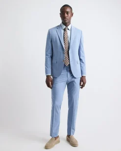 Slim-Fit Sky Blue Windowpane Suit Pant