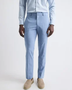 Slim-Fit Sky Blue Windowpane Suit Pant