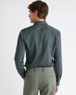 Slim-Fit Solid Cotton Modal Dress Shirt