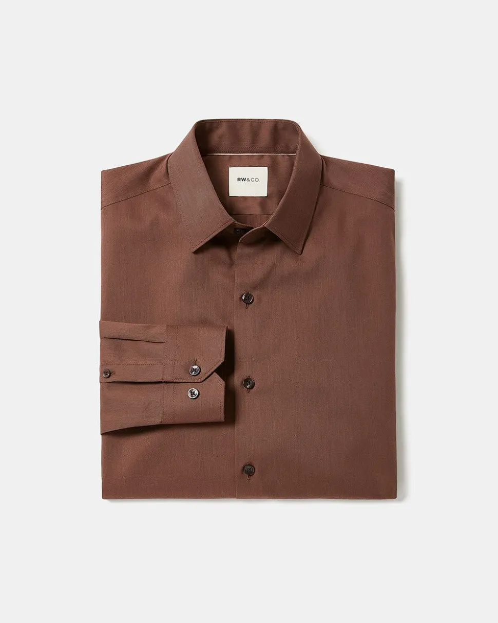 Slim-Fit Solid Cotton Modal Dress Shirt