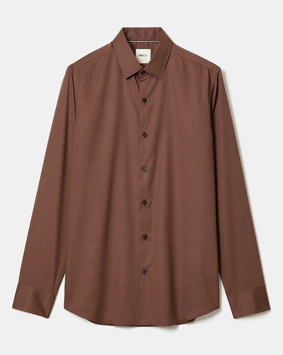 Slim-Fit Solid Cotton Modal Dress Shirt