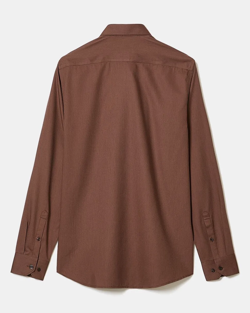 Slim-Fit Solid Cotton Modal Dress Shirt