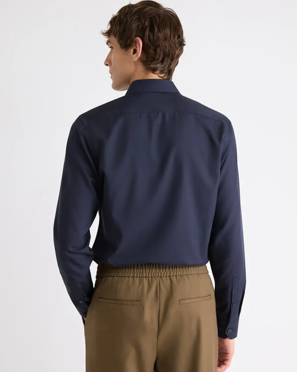 Slim-Fit Solid Cotton Modal Dress Shirt