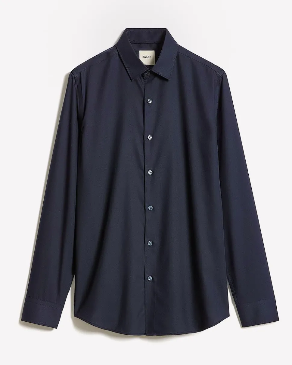 Slim-Fit Solid Cotton Modal Dress Shirt