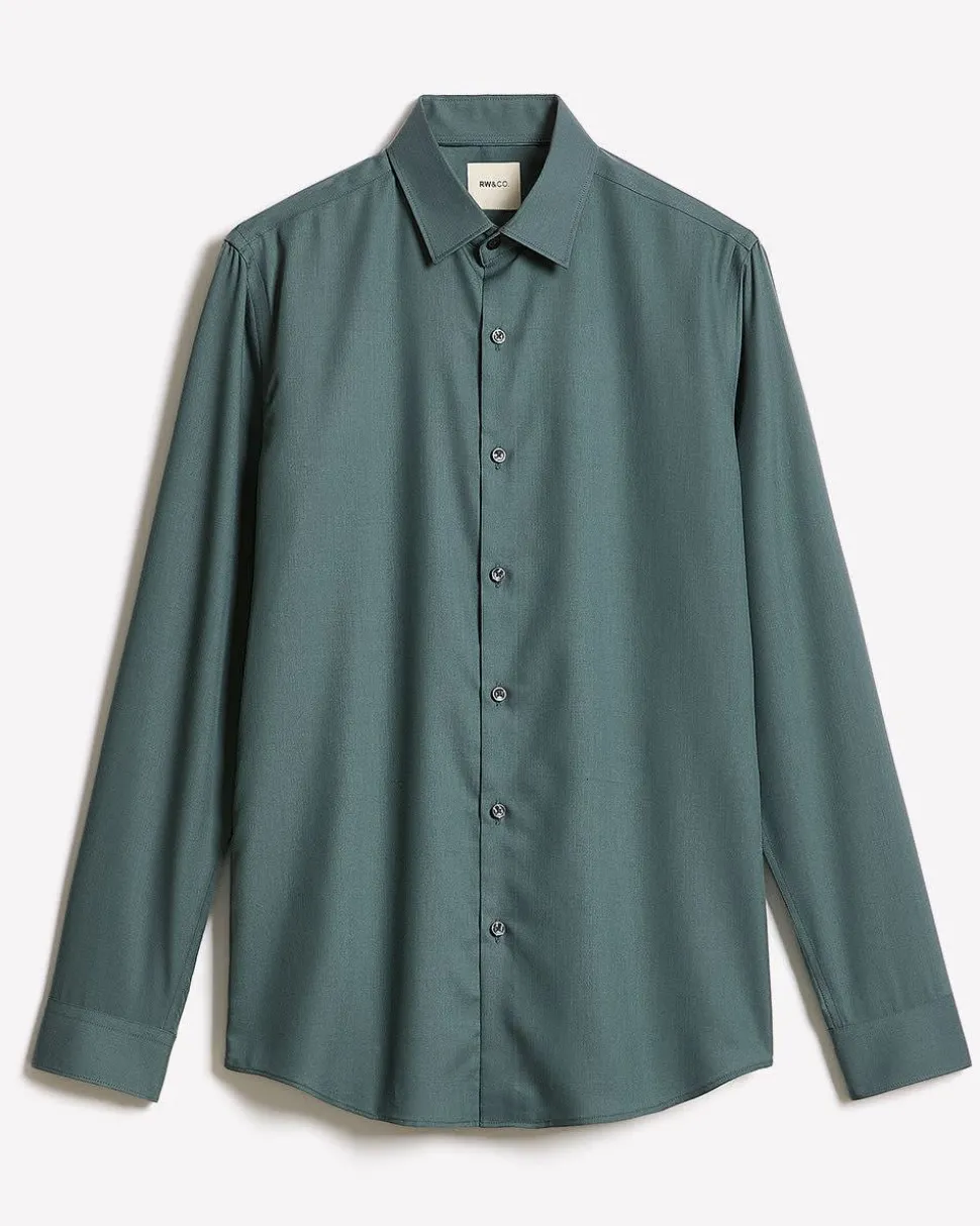 Slim-Fit Solid Cotton Modal Dress Shirt