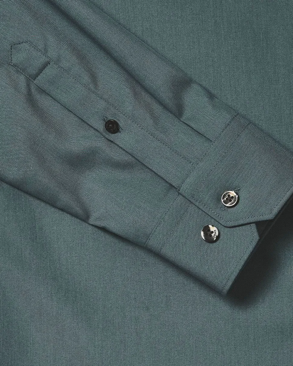 Slim-Fit Solid Cotton Modal Dress Shirt
