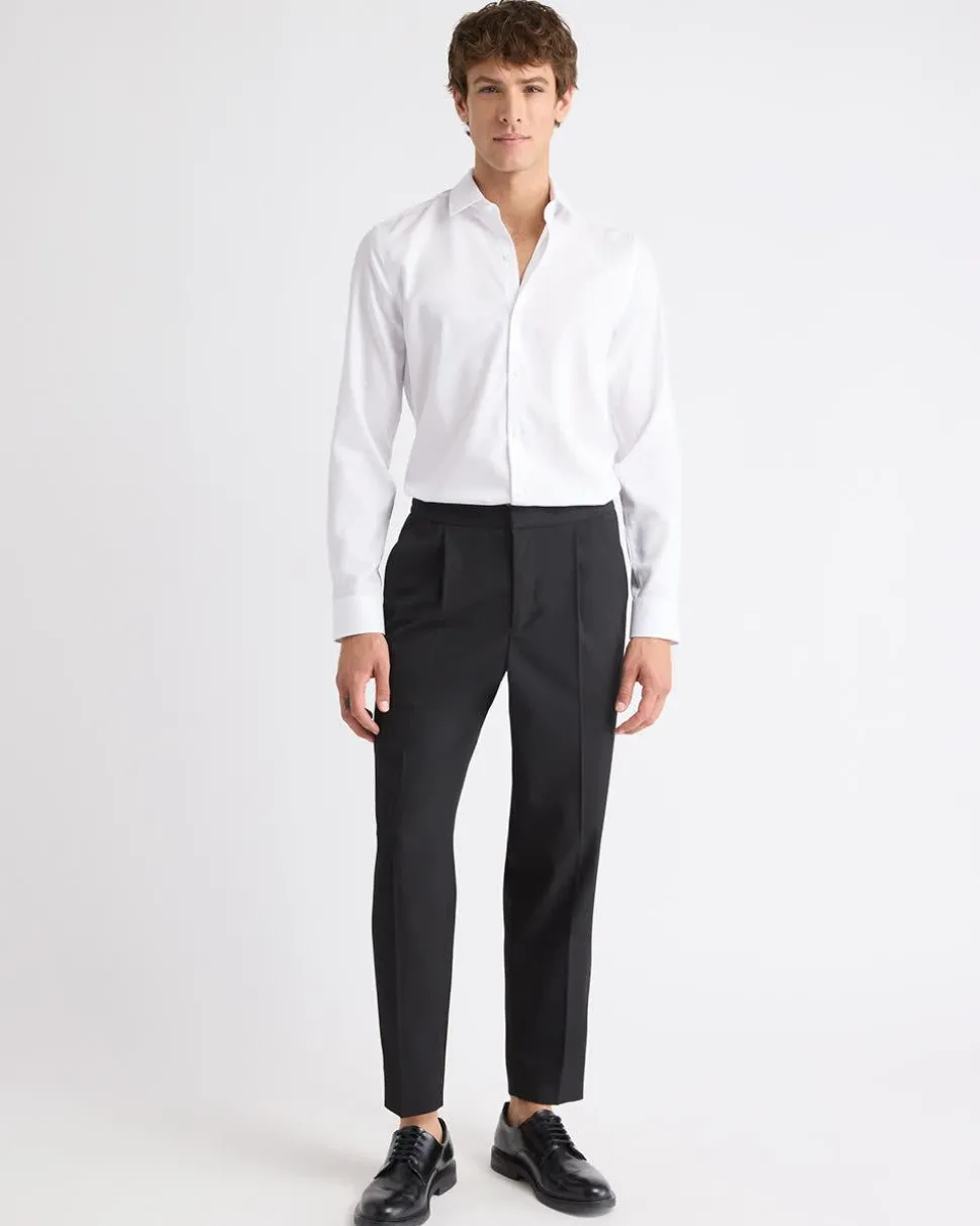 Slim-Fit Solid Cotton Modal Dress Shirt