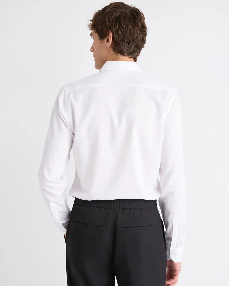 Slim-Fit Solid Cotton Modal Dress Shirt